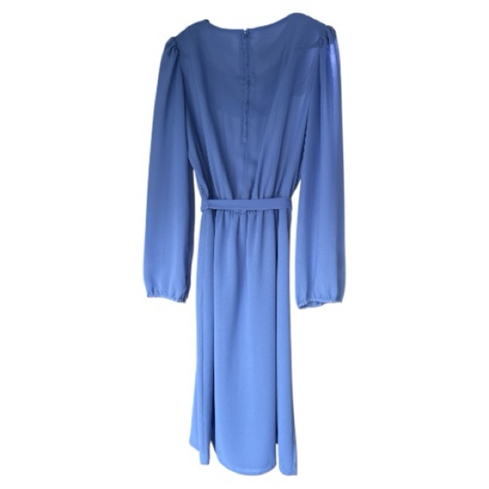 Johnny Appleseed's Sheer Scalloped Neckline Long Sleeve Periwinkle Dress Size 14 - Picture 3 of 9